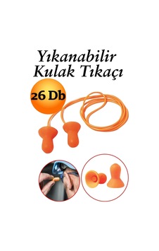 Kulak Tıkacı 26 Db Yıkanabilir İpli Tıkaç Gürültü Ses Önleyici Yüzme Su Kaçma Kulak Koruyucu Turuncu
