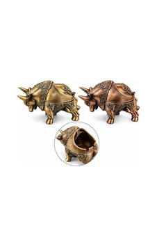 Kapaklı Metal Boğa Figürlü Küllük 20 9 Cm