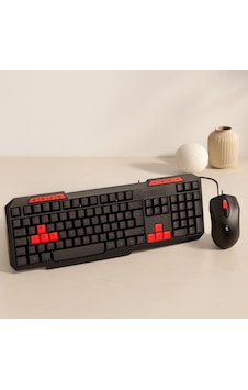 Usb Kablolu Klavye Mouse Set - Kırmızı Tuşlu Q Klavye 1600 Dpı Diğer