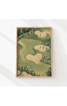 1778 Yılına Ait Eski Golf Sahası Hava Fotoğrafı, Soluk Yeşil-bej Tablo Dijital İndirme