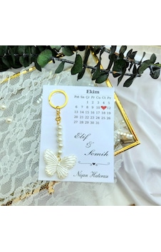 Takvim Baskılı Kelebek Anahtarlıklı Söz Nişan Nikah Kına 30 Adet Takvim Baskılı Kelebek Anahtarlıklı Söz Nişan Nikah Kına 30 Adet