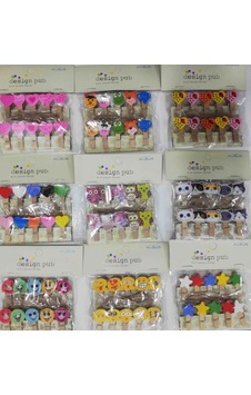 Jenerik 10'lu Şekilli Ahşap Mandallar 3.5cm 10'lu Set-10 Paket Çok Renkli