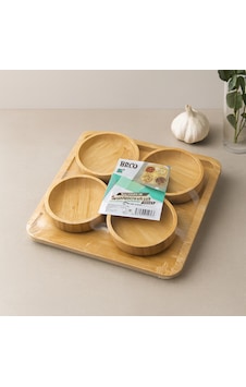 Bambu Tepsili 4'lü Çerezlik Lokumluk Kase Seti - 22x22 Cm Çr Bambu Tepsili 4'lü Çerezlik Lokumluk Kase Seti - 22x22 Cm Çr