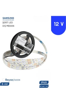 12 Volt 2835 Samsung 60 Led 6500 K Beyaz Dış Mekan 5 Metre Şerit Led Ip65 12 Volt 2835 Samsung 60 Led 6500 K Beyaz Dış Mekan 5 Metre Şerit Led Ip65