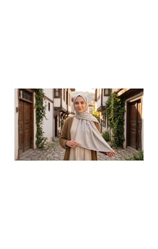 Nukra Pamuk Jakarlı Şal Halka Desen Kadın Tesettür Başörtüsü 70x190 Cm Kül Nukra Pamuk Jakarlı Şal Halka Desen Kadın Tesettür Başörtüsü 70x190 Cm Kül