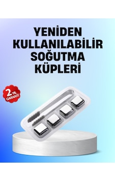 Yeniden Kullanılabilir 304 Çelik Metal Buz Küpleri 4'lü Set Çokrenkli