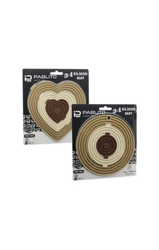 3in1 Bütün - Ayrı Kullan Silikon Mat- Nihale Kalpli 7.5-13-19cmyuvarlak 7-12.5-20cm Bx40 Çok Renkli
