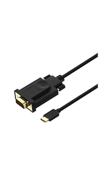 Qgeem Qg-ua17 Type-c To Vga Adaptörü Yüksek Çözünürlüklü Dönüştürücü Kablo 1080p 60hz 1.2 Metre Siyah