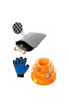 Kedi Oyuncağı + Tüy Toplama Eldiveni + Kedi Tuvalet Paspası 3'lü Set Çok Renkli Kedi Oyuncağı + Tüy Toplama Eldiveni + Kedi Tuvalet Paspası 3'lü Set Çok Renkli