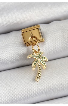 316l Çelik Sallantılı Zirkon Taşlı Palmiye Ağacı Model Gold Renk Nomination Charm Altın 316l Çelik Sallantılı Zirkon Taşlı Palmiye Ağacı Model Gold Renk Nomination Charm Altın