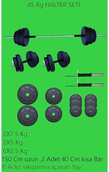 45 KG Ağırlık Seti 45 Kg Vücut Geliştirme Aleti Halter Seti 45 KG Ağırlık Seti 45 Kg Vücut Geliştirme Aleti Halter Seti