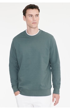 Ac&Co / Altınyıldız Classics Erkek Yesıl Pamuklu Standart Fit Normal Kesim 2 İplik Bisiklet Yaka Sweatshirt Yeşil