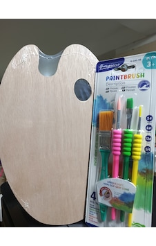 Giorgione 4lü Fırça Seti + Ahşap Palet 20 30cm - -ikili Set-- Giorgione 4lü Fırça Seti + Ahşap Palet 20 30cm - -ikili Set--
