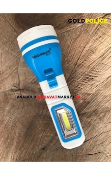 Goldpolice Led Şarjlı Fener Uzun Mesafe Akülü Kamp Feneri Siyah