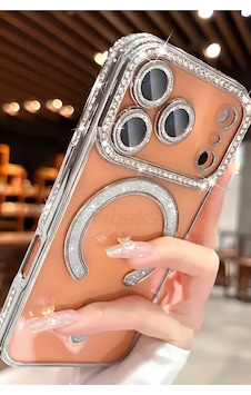 Fibaks iPhone 17 Pro Max Uyumlu Kılıf Taşlı Kamera Lens Korumalı Magsafe Şarj Kilifi Şeffaf Renkli Yumuşak Gümüş Fibaks iPhone 17 Pro Max Uyumlu Kılıf Taşlı Kamera Lens Korumalı Magsafe Şarj Kilifi Şeffaf Renkli Yumuşak Gümüş