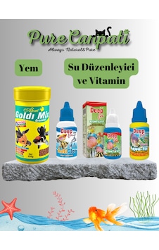 Purecanpati Japon Balığı Yemi,su Düzenleyici Ve Vitamin Seti Purecanpati Japon Balığı Yemi,su Düzenleyici Ve Vitamin Seti