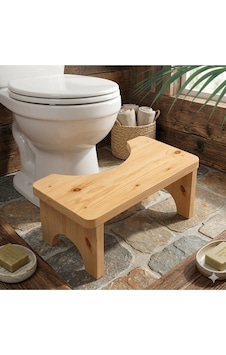 .premium Masif Çam Klozet Taburesi - 17cm İdeal Sağlık Boyu - %100 Doğal Ahşap Kurulu Teslimat Bej
