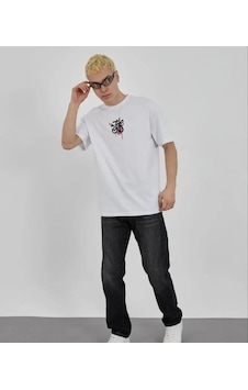 Modi Unisex Bisiklet Yaka Baskılı Oversize T-shirt - Beyaz - Mymg180617 Modi Unisex Bisiklet Yaka Baskılı Oversize T-shirt - Beyaz - Mymg180617