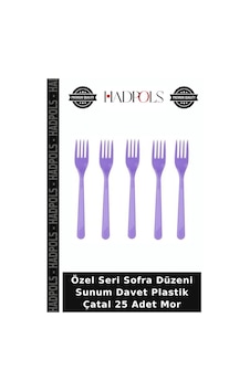 Özel Seri Sofra Düzeni Sunum Davet Plastik Çatal 25 Adet Mor