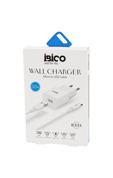 İbico İb-3001 Usb To Telefon Şarj 9v-12v 3.0a Ev Başlık+ Kablo 1mt Micro Hızlı Set- 10'li Paket