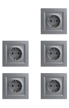Schneider Asfora Çelik Topraklı Priz 5'li Paket Çerçeveli Schneider Asfora Çelik Topraklı Priz 5'li Paket Çerçeveli