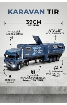 Oyuncak Tır Ve Karavan Seti - 39cm Büyük Boy Metal Kupa Işıklı Sesli Çek Bırak Oyuncak Araba Oyuncak Tır Ve Karavan Seti - 39cm Büyük Boy Metal Kupa Işıklı Sesli Çek Bırak Oyuncak Araba