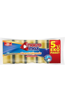 Macromax Clean & Hijyenix Eko Tırnak Koruyucu Bulaşık Süngeri 5 Adet Sarı Macromax Clean & Hijyenix Eko Tırnak Koruyucu Bulaşık Süngeri 5 Adet Sarı