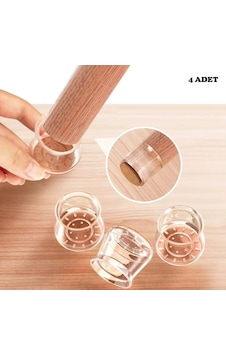 4& Apos Lü Keçeli Şeffaf Silikon Sandalye Ayak Koruyucu Seti Bx40 Açık Gri 4& Apos Lü Keçeli Şeffaf Silikon Sandalye Ayak Koruyucu Seti Bx40 Açık Gri