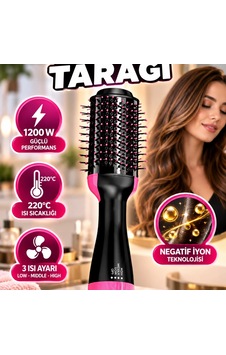 1200 W Fön Tarağı 220 C Isı, Negatif İyon Teknolojisi Ve 3 Isı Ayarı 1200 W Fön Tarağı 220 C Isı, Negatif İyon Teknolojisi Ve 3 Isı Ayarı