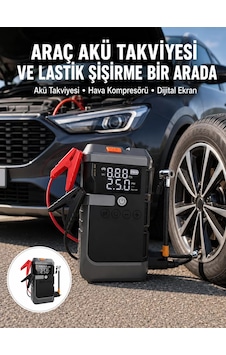 Hepsi Araç İçin 4 Fonksiyonlu Akü Takviye Ve Lastik Şişirme Cihazı Yeni Nesil Najmaddin Hepsi Araç İçin 4 Fonksiyonlu Akü Takviye Ve Lastik Şişirme Cihazı Yeni Nesil Najmaddin