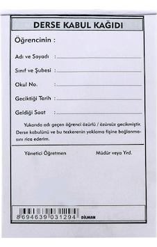 Dilman Derse Kabul Kağıdı 100'Lü N11.1899