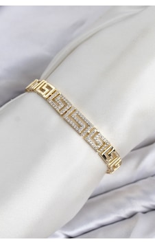 Cm Labirent Model Zirkon Taşlı Vıp Seri Gold Renk Pirinç Kadın Bileklik Çok Renkli Cm Labirent Model Zirkon Taşlı Vıp Seri Gold Renk Pirinç Kadın Bileklik Çok Renkli