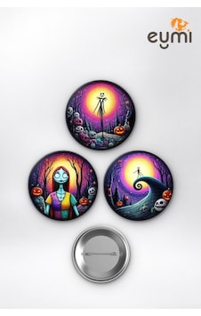 The Nightmare Before Christmas Jack & Sally Çanta Süsü Rozet İğneli Buton Rozet Seti 58 Mm 3'lü Çok Renkli The Nightmare Before Christmas Jack & Sally Çanta Süsü Rozet İğneli Buton Rozet Seti 58 Mm 3'lü Çok Renkli