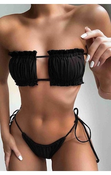 Espontanet Brezilya Model Büzgülü Bağlamalı Bikini Takım Siyah 001 Espontanet Brezilya Model Büzgülü Bağlamalı Bikini Takım Siyah 001