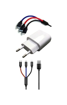 Çoklu Hızlı Şarj Kablosu Ve Hızlı Şarj Soketi Type-c Mikro Apple  iPhone Uyumlu  1.2 Metre 3a