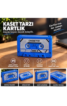 Syk Design Kaset Cüzdan Retro 3d Baskı Kartlık Mavi 6 Kart Kapasiteli Syk Design Kaset Cüzdan Retro 3d Baskı Kartlık Mavi 6 Kart Kapasiteli