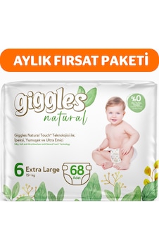Giggles Natural 6 Numara Junior Plus Pamuklu Bebek Bezi 68 Adet Giggles Natural 6 Numara Junior Plus Pamuklu Bebek Bezi 68 Adet