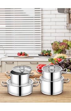 Cocinero Madrid 1097 8 Parça Silindir Çelik Tencere Seti Gümüş Cocinero Madrid 1097 8 Parça Silindir Çelik Tencere Seti Gümüş