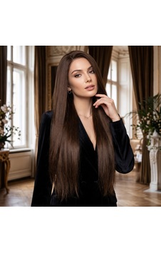 Dip Uç Dolu Koyu Kestane Kahve Tül Peruk Front Lace Düz %100 Gerçek Saç - 70-75cm Belirtilmemiş Dip Uç Dolu Koyu Kestane Kahve Tül Peruk Front Lace Düz %100 Gerçek Saç - 70-75cm Belirtilmemiş