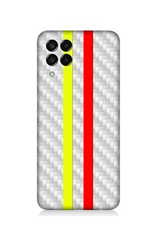 Samsung Galaxy M33 Uyumlu Silikon Kılıf Sarı Kırmızı Metal Motif Samsung Galaxy M33 Uyumlu Silikon Kılıf Sarı Kırmızı Metal Motif
