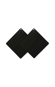 2 Li Siyah Silikon Nihale 16x16 Cm Sıcak Tencere Tava Altlığı Masa Tezgâh Koruyucu Set Diğer