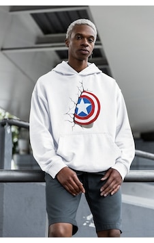 Sevbano Marvel Kaptan Amerika Baskılı Unisex Oversize Yenilmezler Hoodie Beyaz Sevbano Marvel Kaptan Amerika Baskılı Unisex Oversize Yenilmezler Hoodie Beyaz