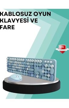 Home Kablosuz Klavye Ve Mouse Seti Sessiz Tuş, Retro Tasarım Home Kablosuz Klavye Ve Mouse Seti Sessiz Tuş, Retro Tasarım