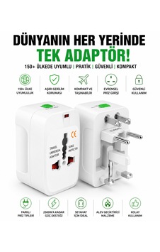 Universal Seyahat Adaptörü 150+ Ülke Uyumlu, Aşırı Gerilim Korumalı, Kompakt Ve Güvenli Priz Dönüştürücü Universal Seyahat Adaptörü 150+ Ülke Uyumlu, Aşırı Gerilim Korumalı, Kompakt Ve Güvenli Priz Dönüştürücü
