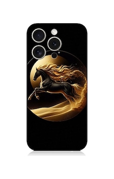 Apple Uyumlu iPhone 15 Pro Altın At Desenli Silikon Kılıf Silikon Apple Uyumlu iPhone 15 Pro Altın At Desenli Silikon Kılıf Silikon