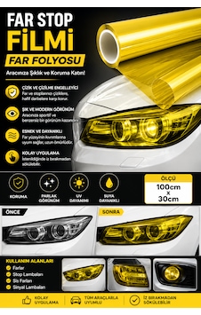 Far Stop Filmi Sarı Far Folyosu 100cm X 30cm Far Çizilme Engelleyici Folyo