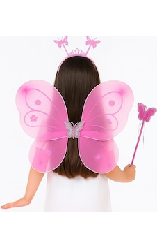 Pembe Kelebek Kız Seti 50 Cm Kelebek Kanadı, Taç Ve Asa Pembe Kelebek Kız Seti 50 Cm Kelebek Kanadı, Taç Ve Asa