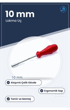 Lokma Uçlu Tornavida 10 Mm Alaşımlı Çelik Gövde Ergonomik Sap Tam