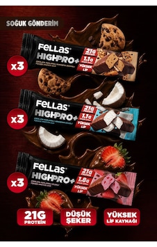 Fellas Çikolata Kaplı Highpro Protein Bar 50gr Karma Kutu 3 X 3