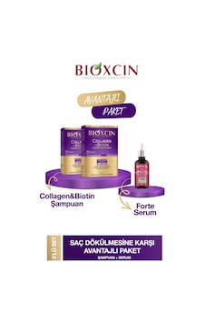 Collagen Biotin Şampuan 2 Adet + Bioxcin Forte Serum 50 Ml 1 Adet Collagen Biotin Şampuan 2 Adet + Bioxcin Forte Serum 50 Ml 1 Adet